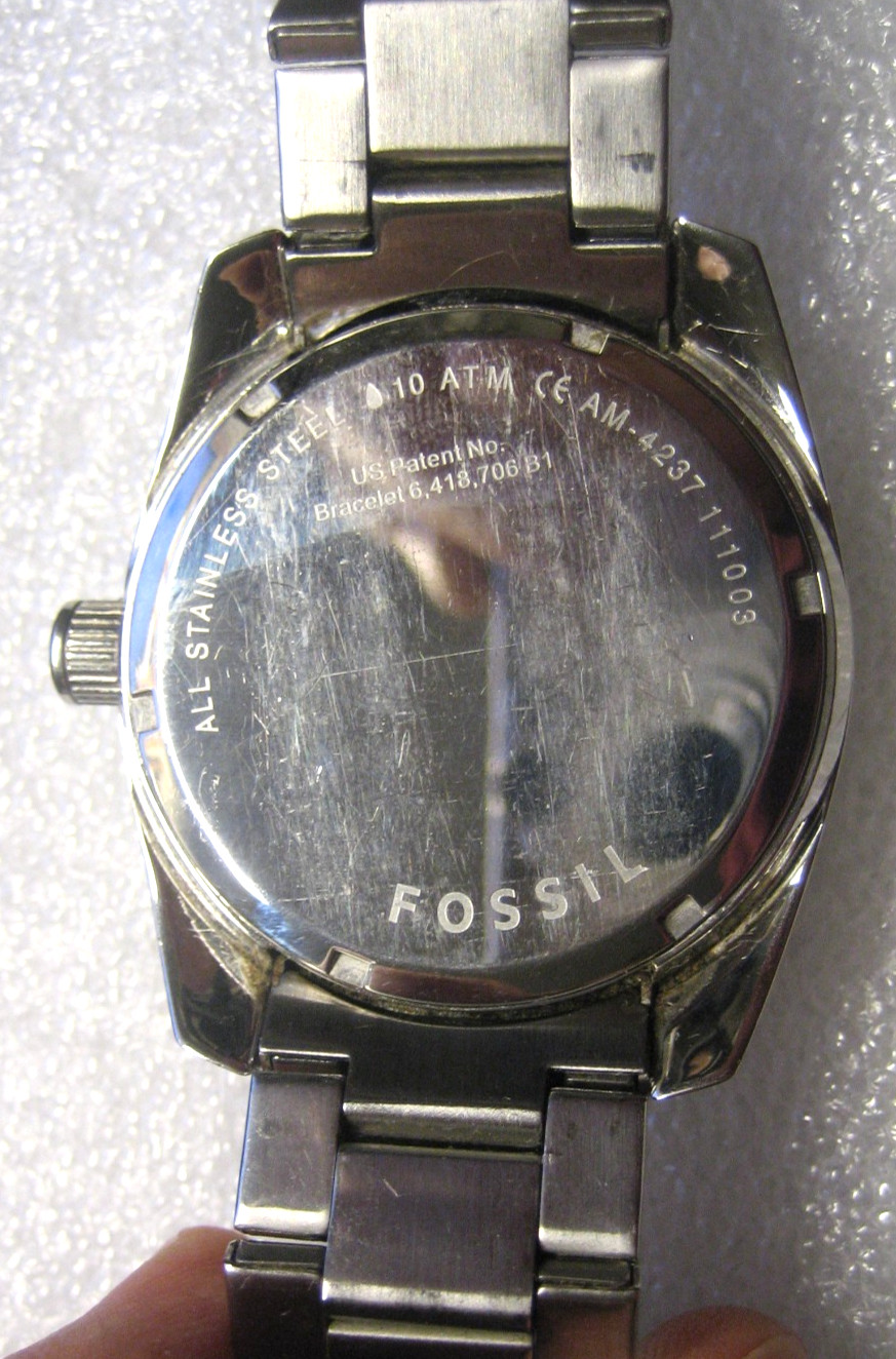Fossil Men’s Stainless Steel Bracelet Watch AM4237, diver stye 100 m (10 ATM)