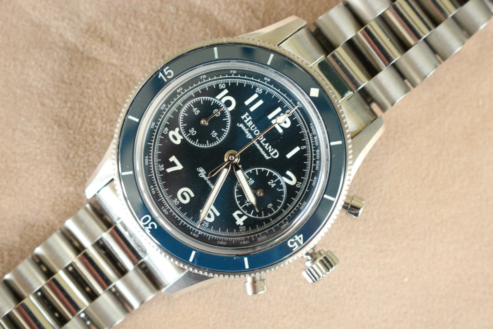 NASA SPACEPORT TRAINING FLIGHT SURGEON BLUE DIAL CHRONOGRAPH WATCH PATCH BOX SET