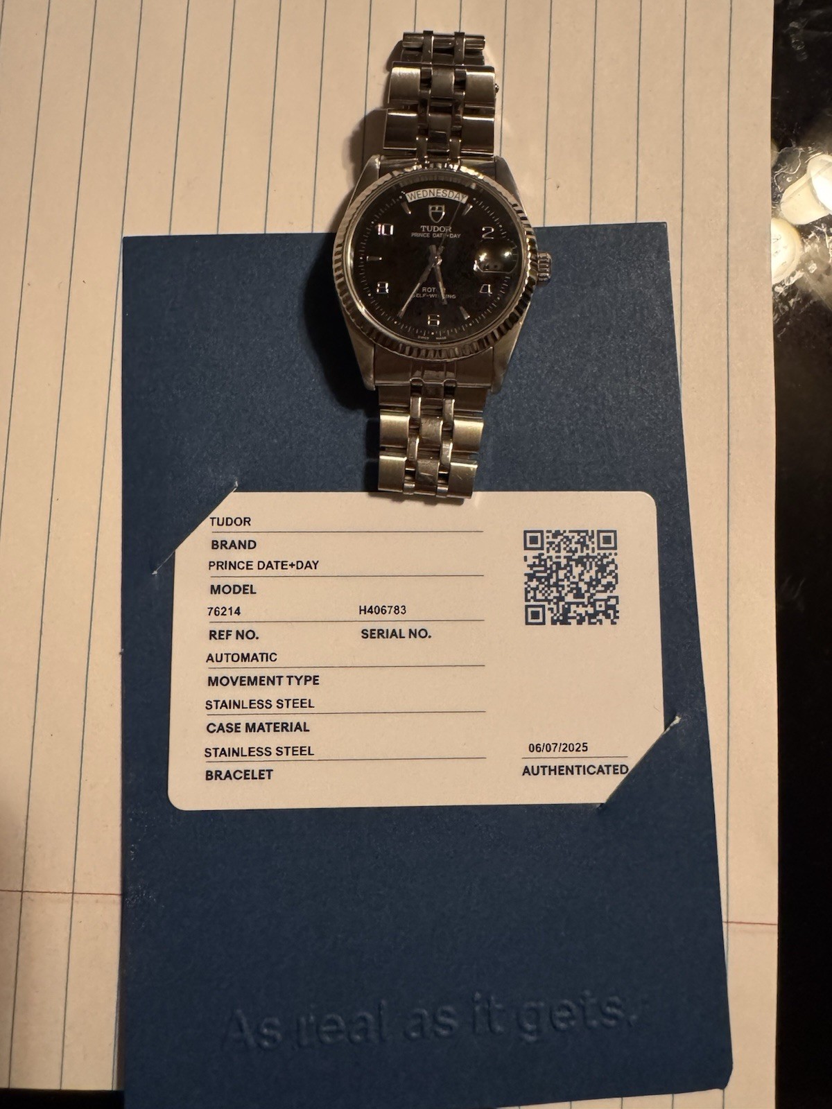 TUDOR Prince Date+Day Automatic Black Dial Day/Date Stainless Steel Bracelet