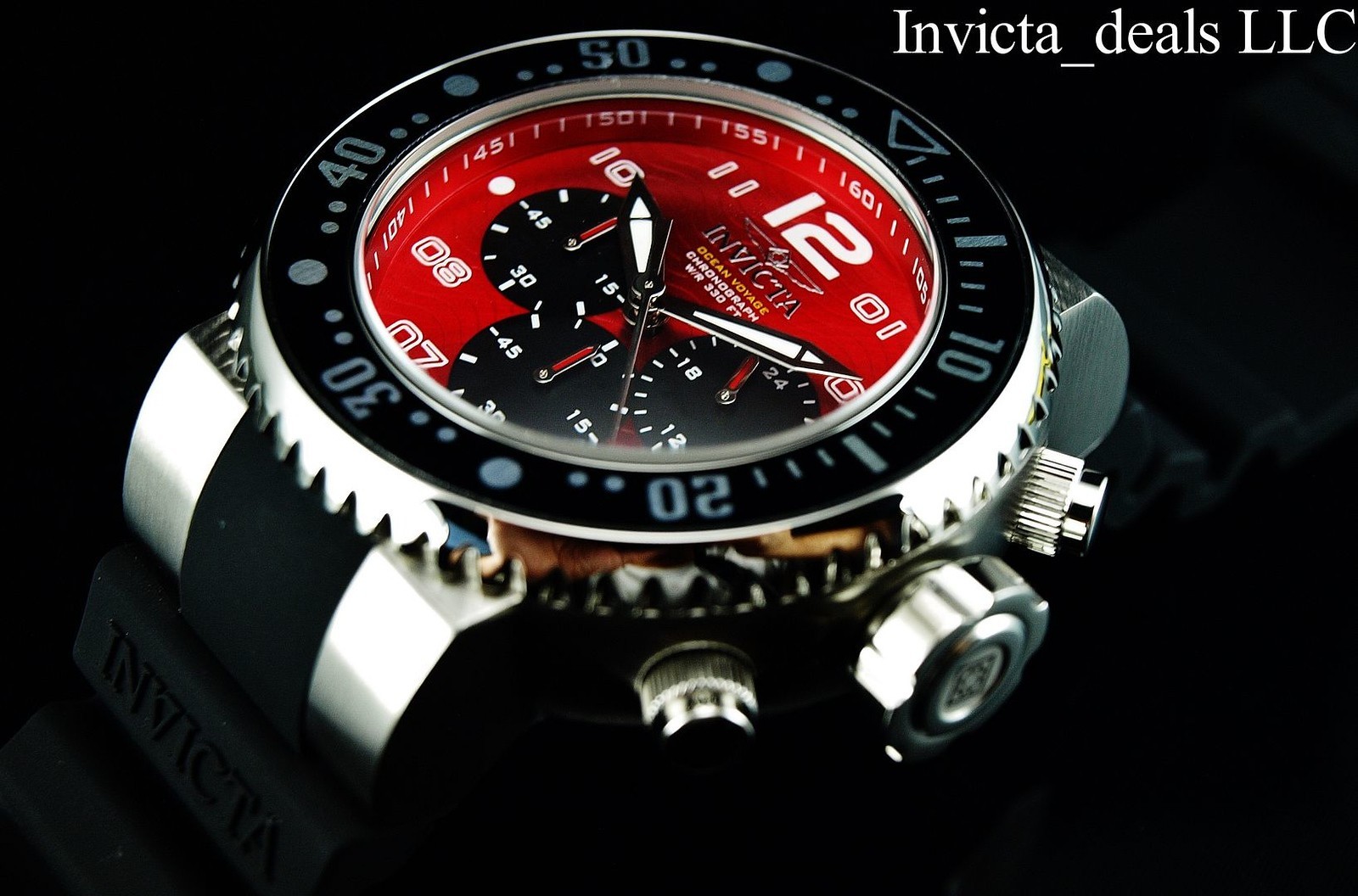 NEW Invicta Men’s 52mm Pro Diver OCEAN VOYAGE Chronograph RED DIAL 300m SS Watch