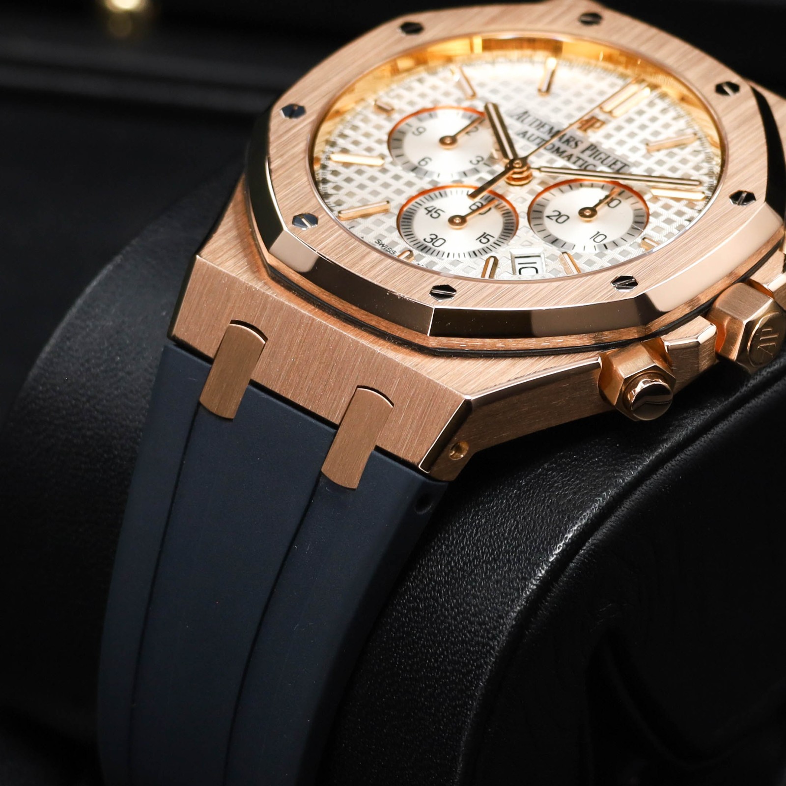 Audemars Piguet Royal Oak 39mm Rose Gold Silver Tapisserie Strap 26320OR