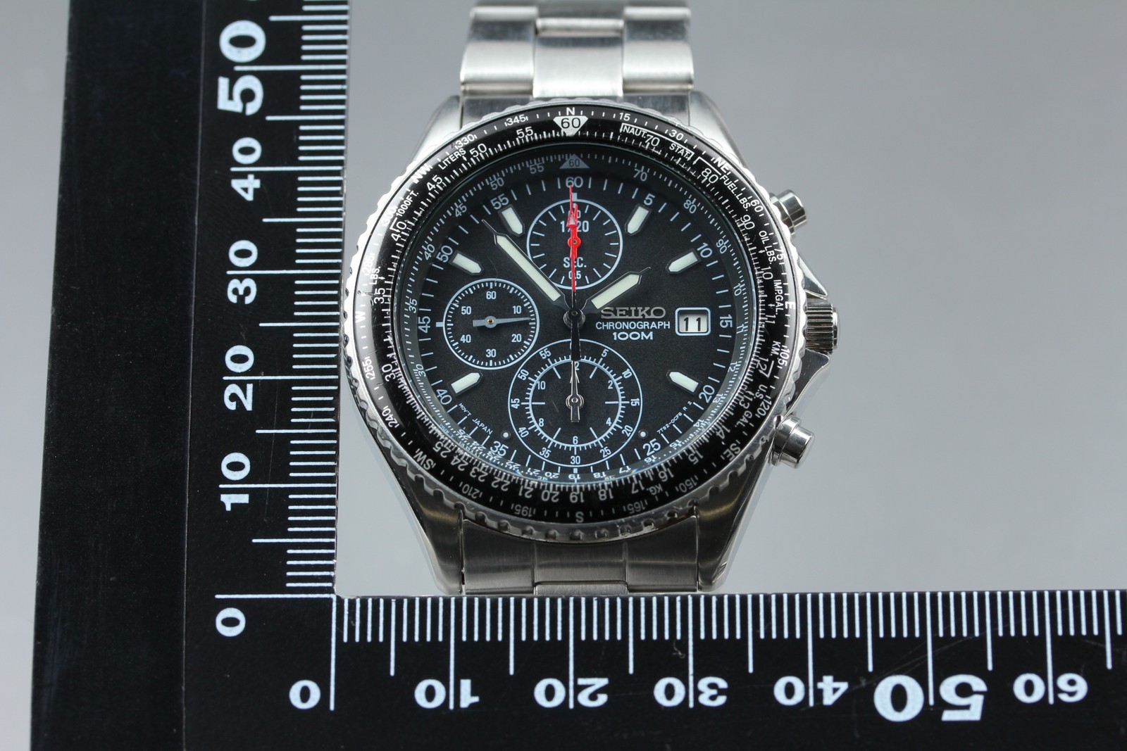 [Near MINT] SEIKO Flightmaster 7T92-0CF0 40mm Black Dial Quartz Men’s Watch