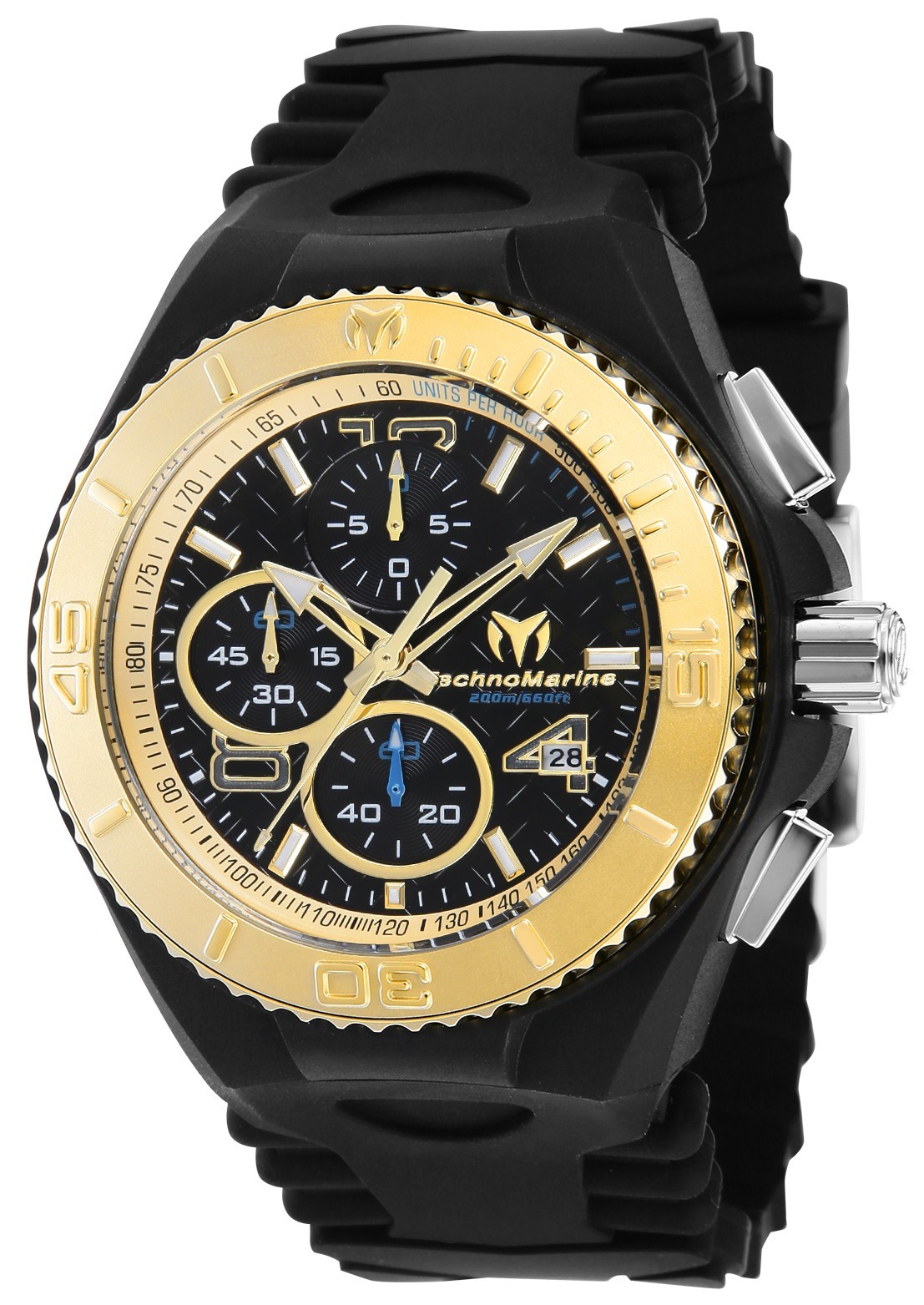 Technomarine TM-115111 Men’s Cruise JellyFish Black Retro Strap Gold Bezel 46mm