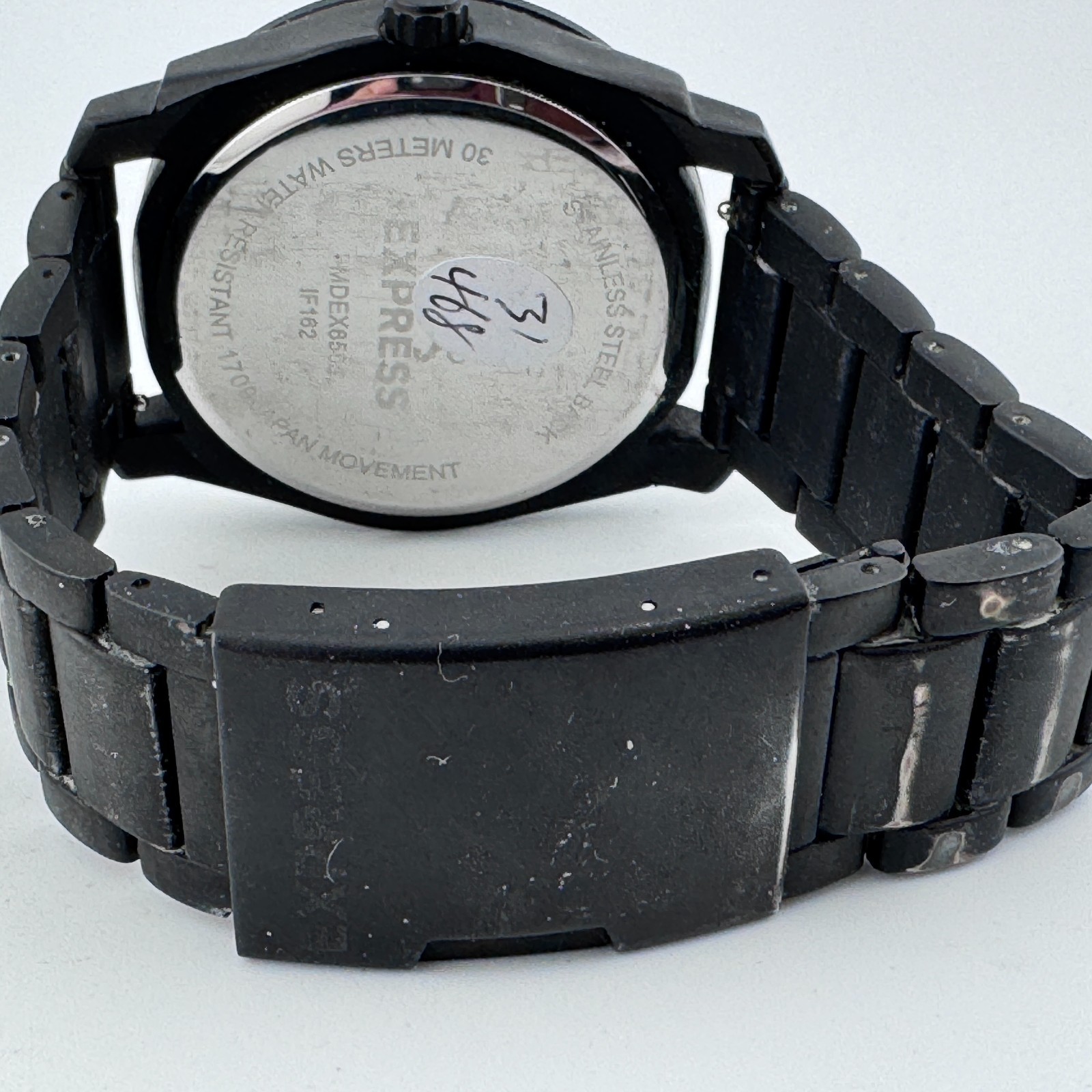 Express Quartz Watch Men 30m Black Day Date Japan Movt Analog New Battery 7.5″