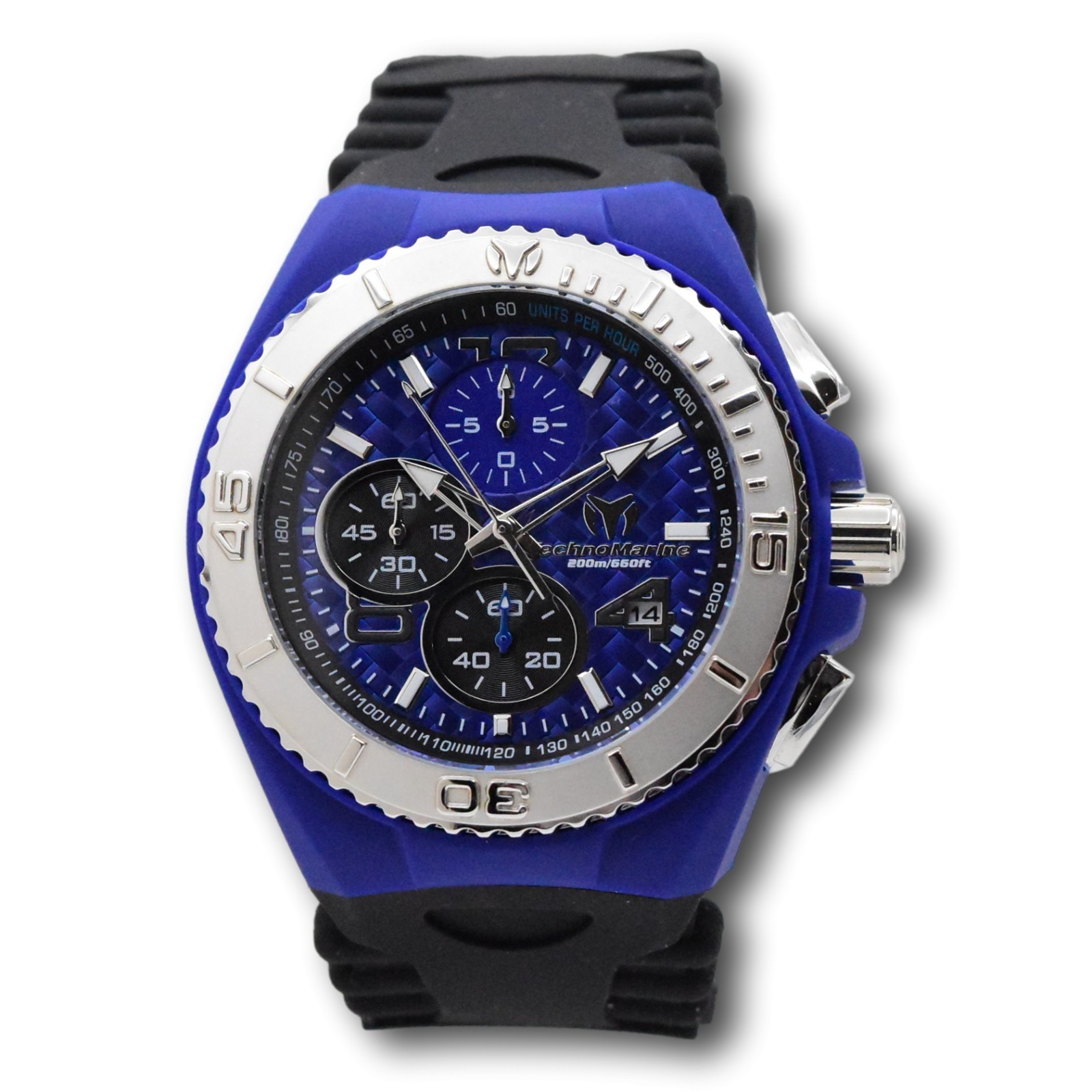 TechnoMarine Cruise JellyFish Men’s 46mm Blue Weave Dial Chrono Watch TM-115114