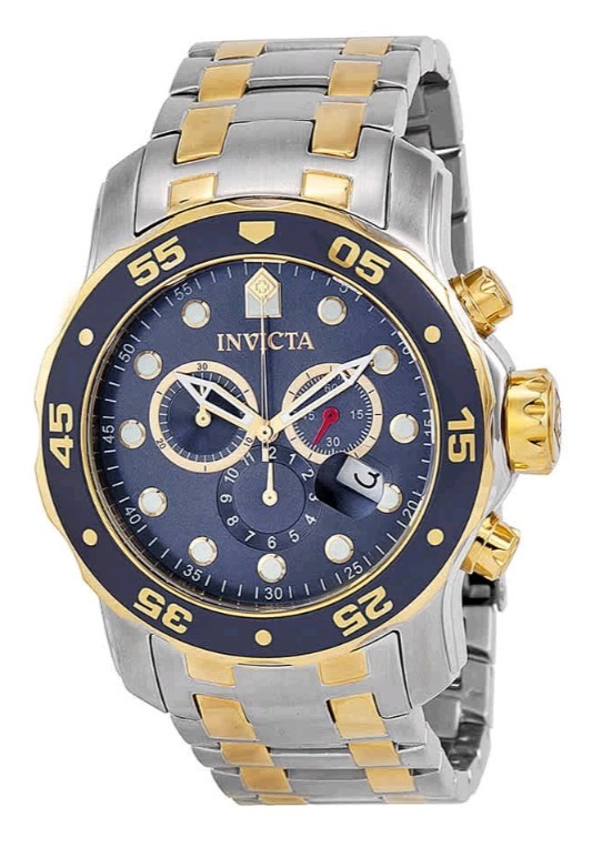 48-Invicta Pro Diver SCUBA Men’s Watch, 48mm, Steel, Gold | Two-Tone Blue (0077)