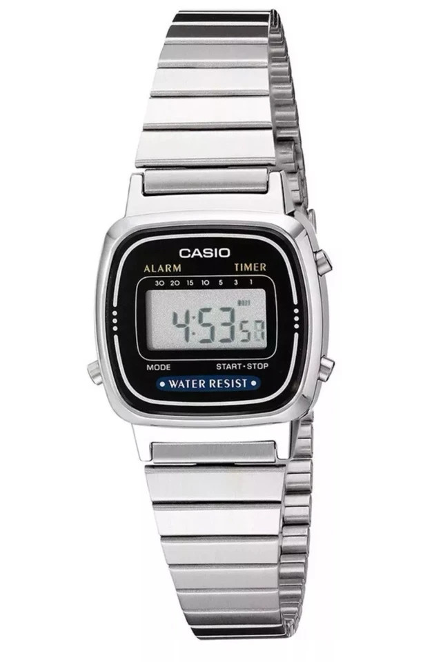 Casio Watch Vintage LA670WA-1 Womens Silver Digital