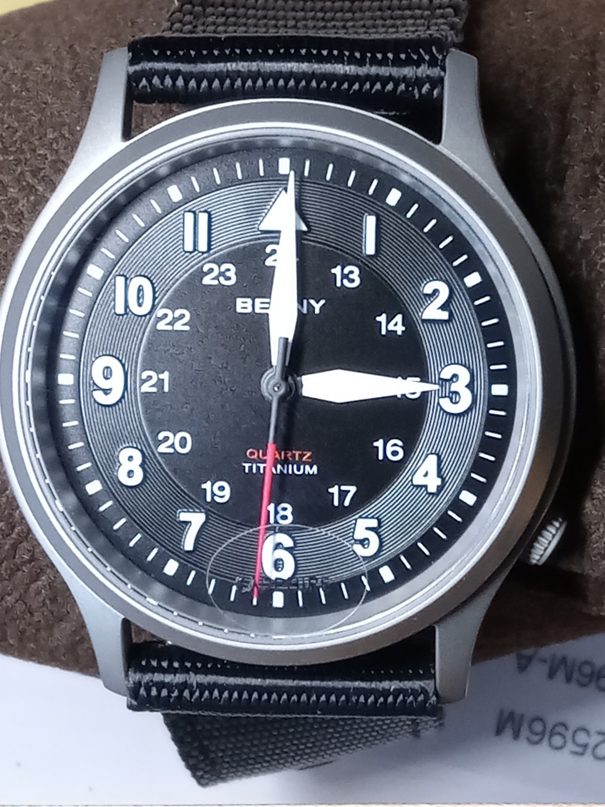 BERNY T2596 37mm Titanium AR Sapphire 50M Military 24hr Luminous Dial Seiko VH31