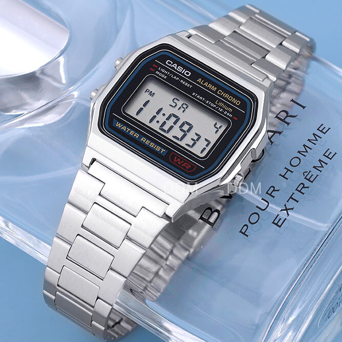 Casio A-158W-1DF Retro MensDigital Watch Unisex Silver Original New