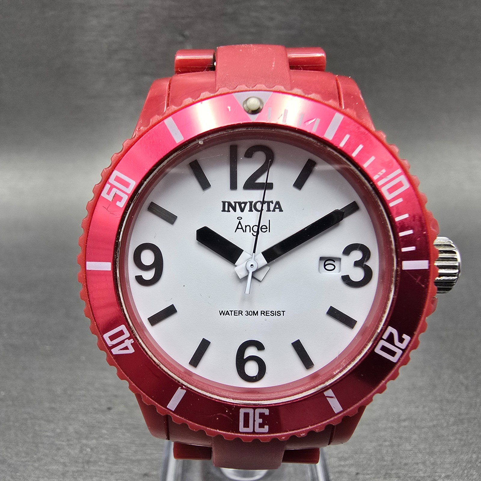 Invicta Angel Dive Watch Women 39mm White Dial Red Tone Date 1215 New Battery