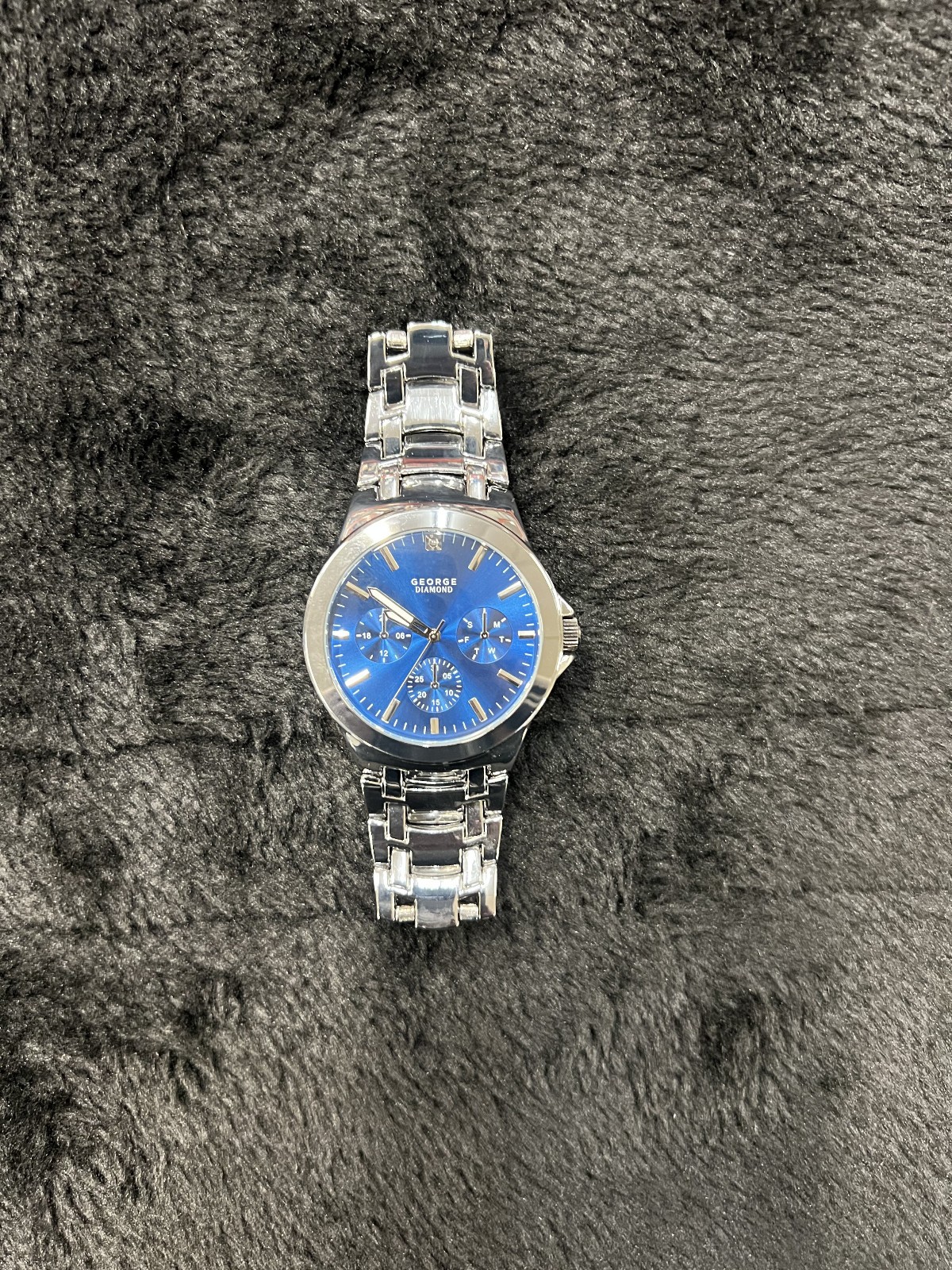 George Watch Men’s Blue Black Stainless Steel Round Quartz Analog with Subdials