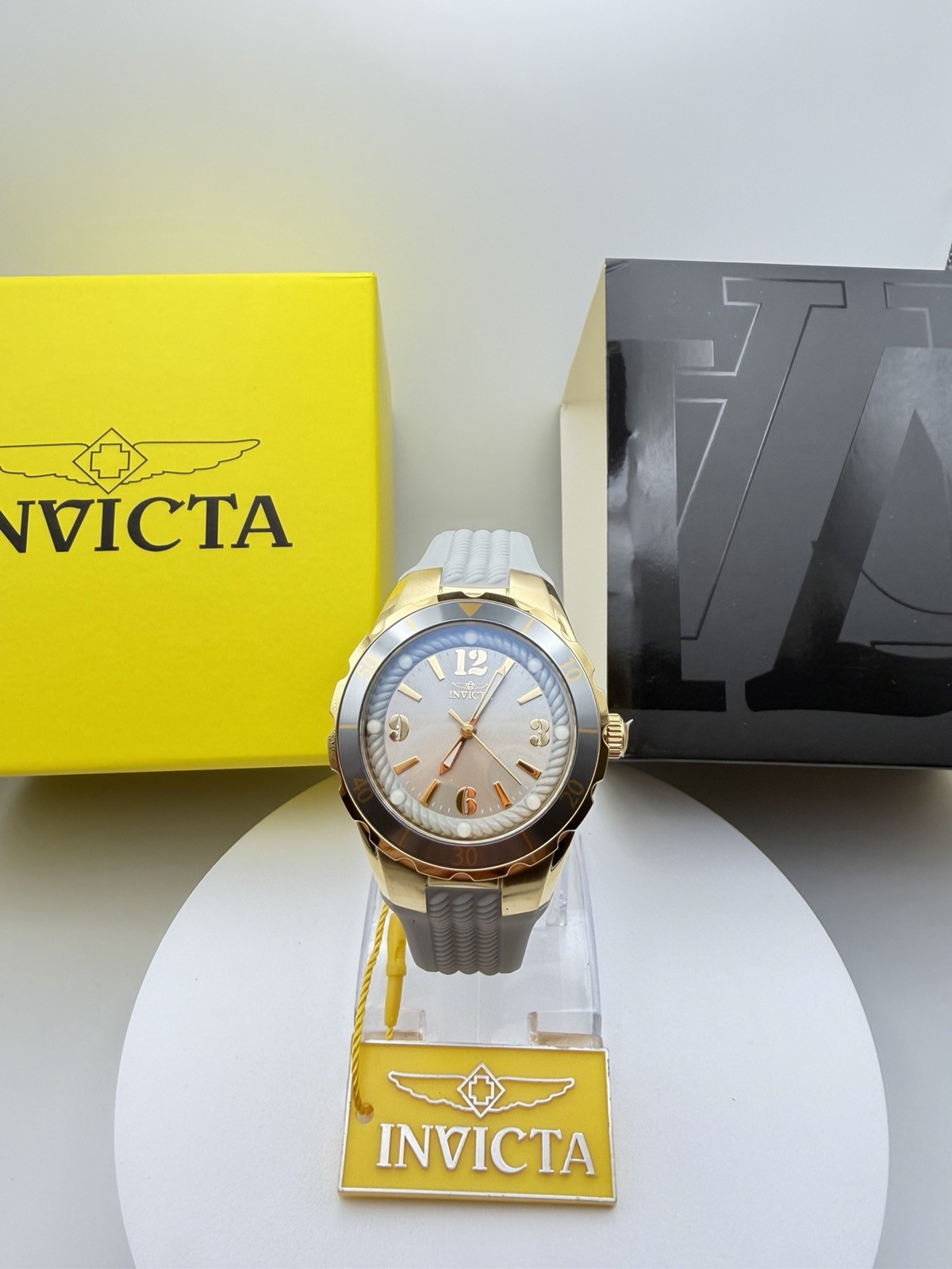 17483- Invicta Angel Halo Women’s Watch Gold Gray Dial. Charcoal. 38mm New