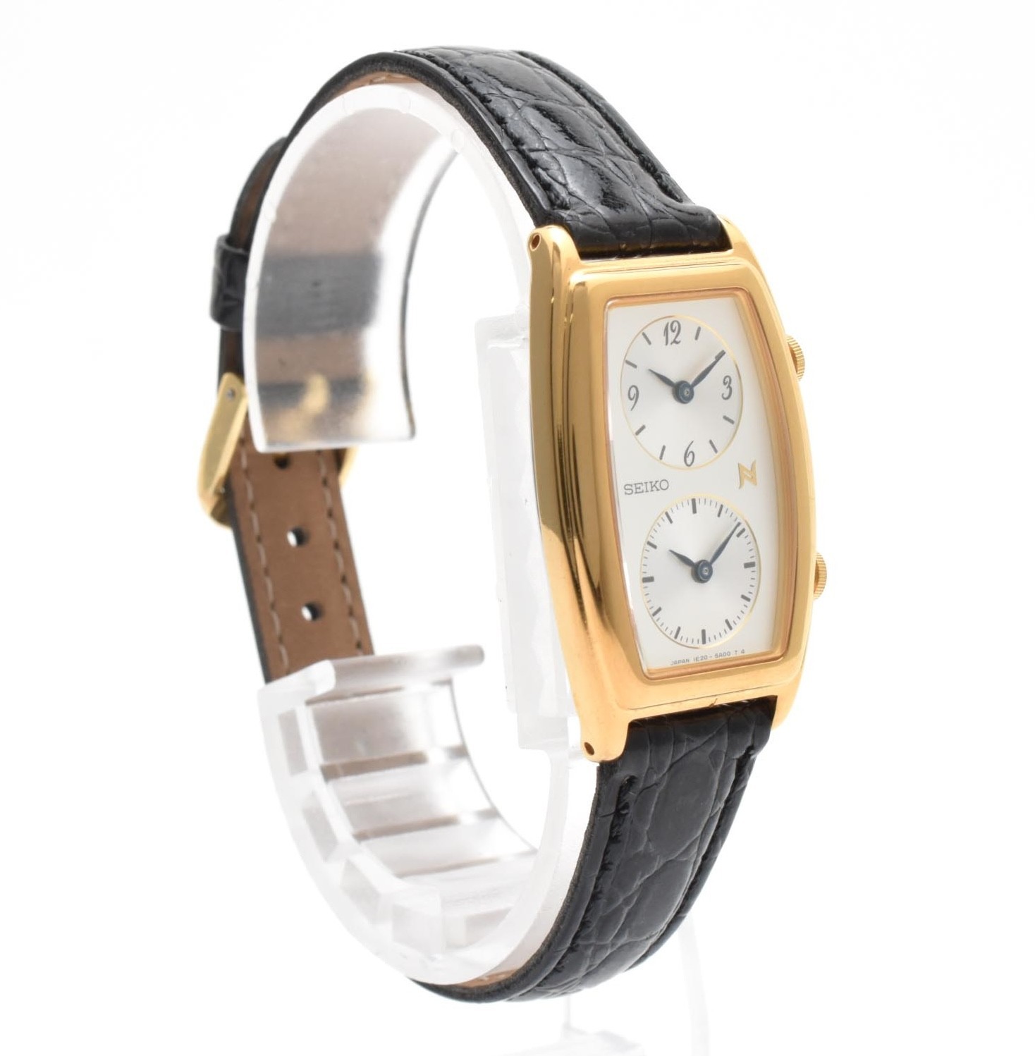 Vintage SEIKO Noie 1E20-3A00 21mm Dual Time Gold Quartz Women’s Watch JAPAN