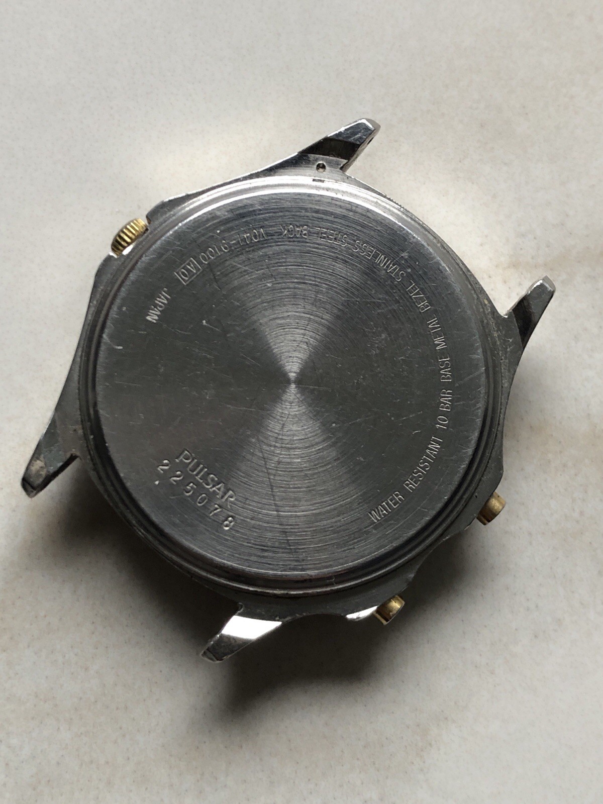 Vintage Pulsar Quartz Alarm Chronograph V041-9100 Wristwatch for Parts Or Repair
