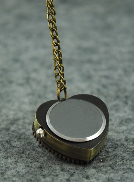 Full Hunter Bronze Cute CartoonKitty Heart Case Womens Quartz Pocket Watch Gift