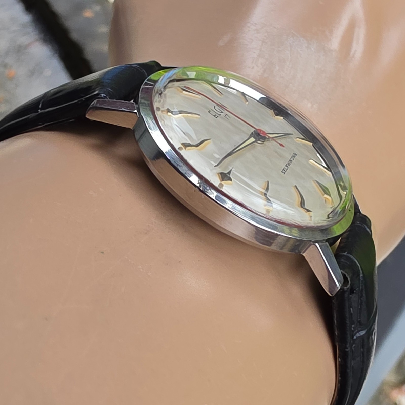 Rare Vintage ELGIN men’s automatic watch Diamond Pattern dial swiss 1960s