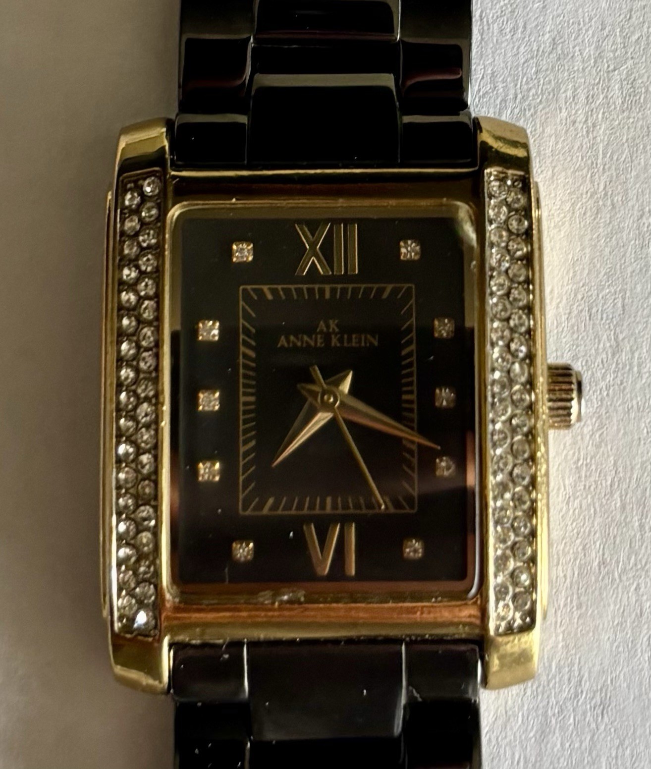Anne Klein Women’s Watch Y121E 10/9922 Gold Bezel Black face & band