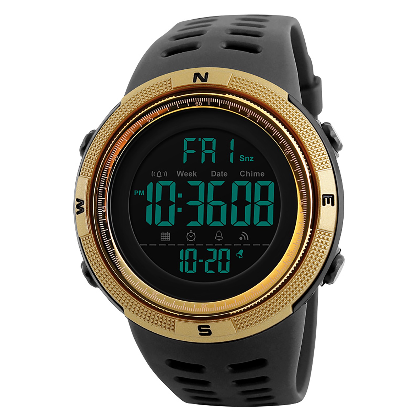 Men’s Outdoors Sport Gym 5ATM Waterproof PC Date Alarm Electronic Silicone Watch