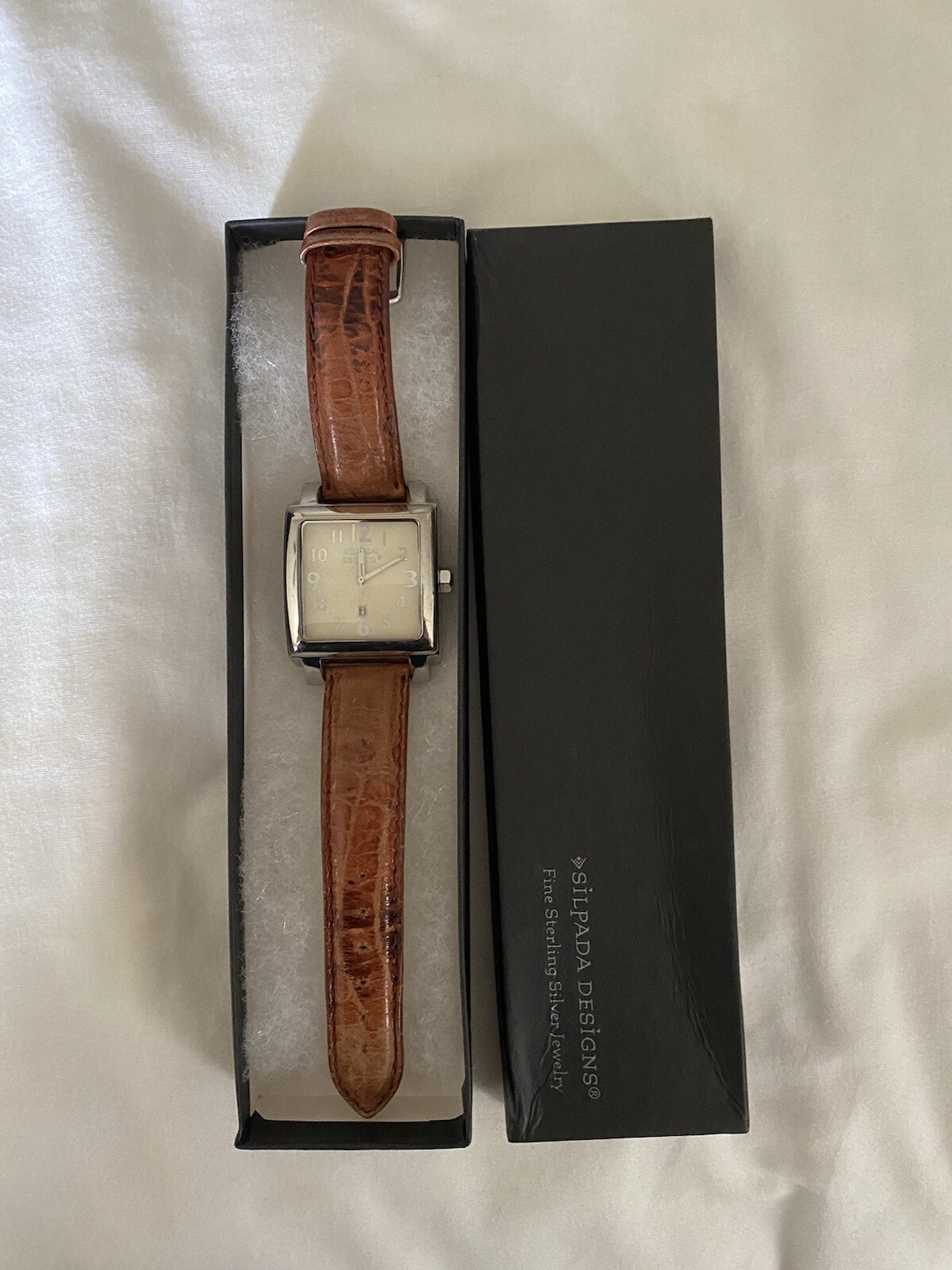 SILPADA Designs Watch Adjustable Brown Leather Band 5.5″-7.5″ New Battery
