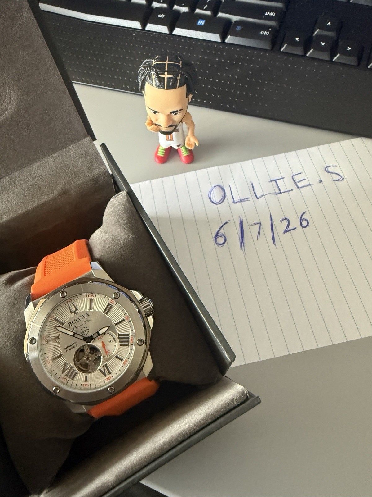 Bulova Marine Star 98A226 Automatic Men’s Silver Dial Orange Rubber Strap Watch
