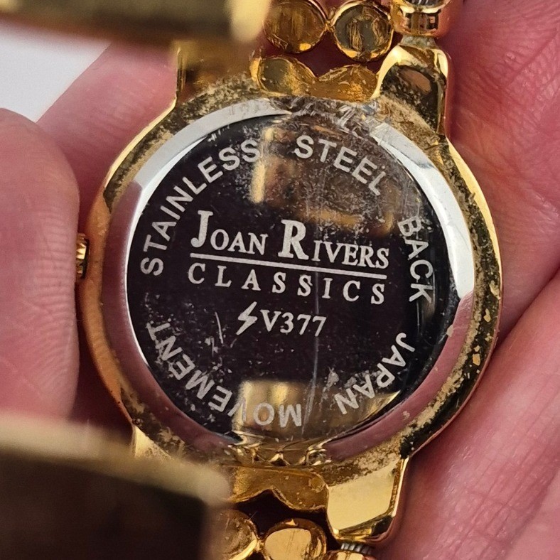 Joan Rivers Classics Gold Tone Rainbow Crystal Bangle Watch V377 Untested