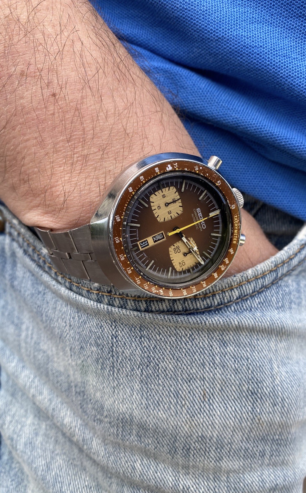 Seiko Men’s Automatic Chronograph Watch 6138-0040 Bullhead Brown Dial