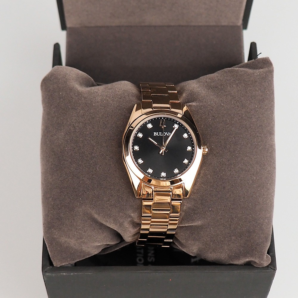 Bulova Surveyor Classic 97P156 Diamond Rose Gold Stainless Women’s Quartz Watch