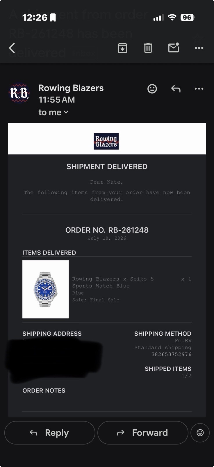 Rowing Blazer x Seiko 5 Sports Blue Dial Auto Day/Date