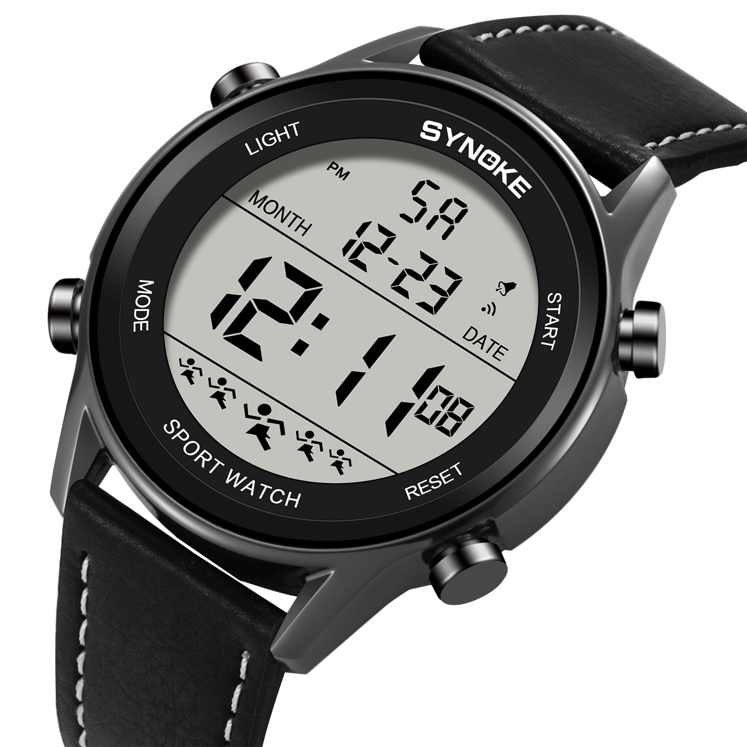 Mens Digital Sport Watch LED Backlight Stopwatch Daily Alarm Watch Gift Black