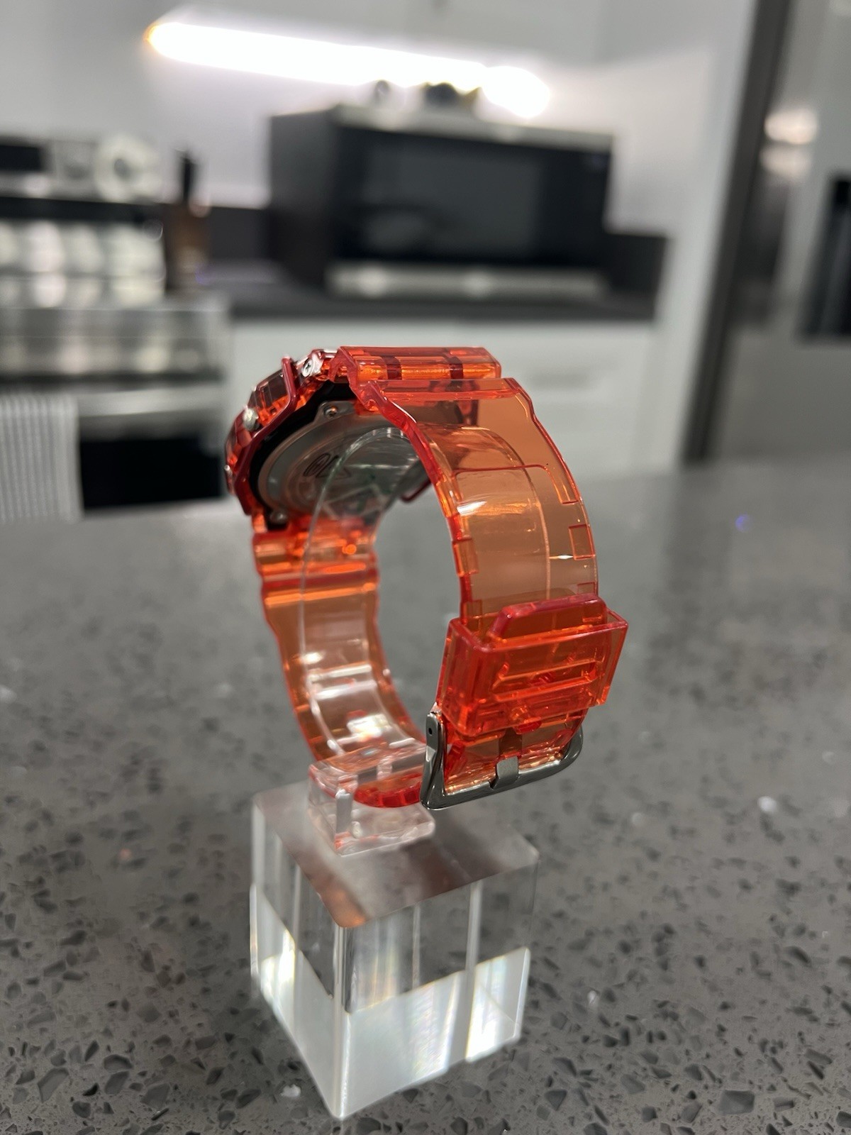 Gshock DW5600 Mod Custom Skmei Watch Clear Red & Travel Case