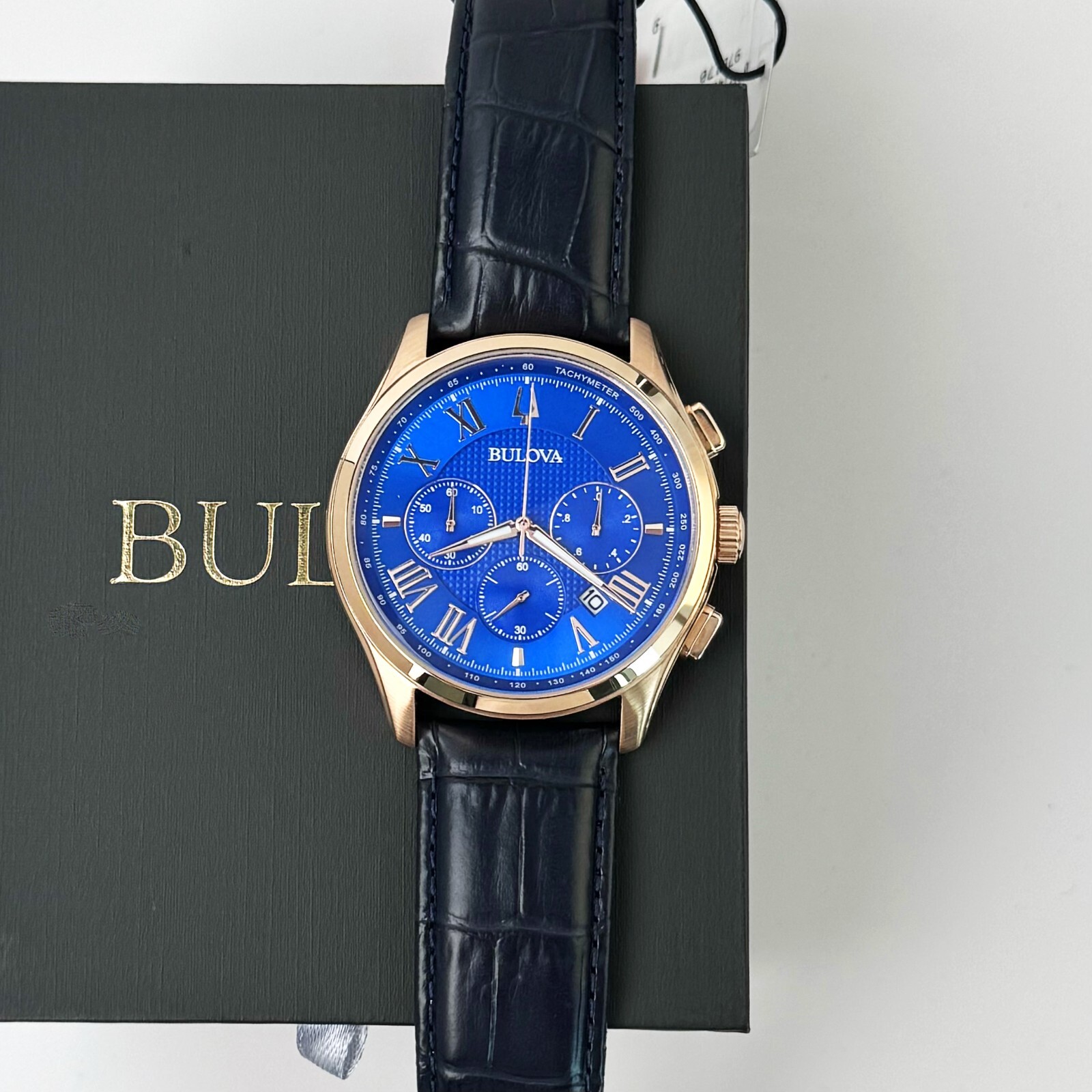 BULOVA 97B170 Wilton Men’s Classic Watch Leather Strap Quartz chronograph 46.5mm