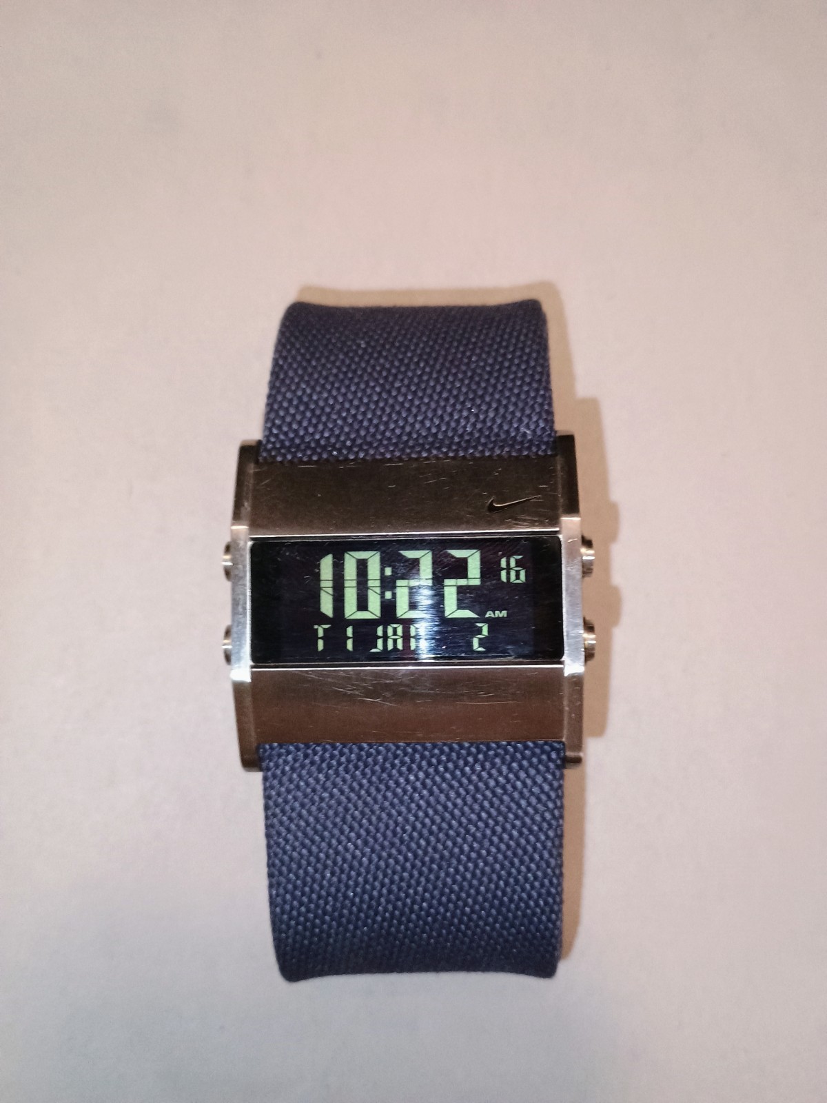 VINTAGE Nike Oregon Rectangle WA0037 Watch – Blue Canvas Strap – Gorpcore Y2K