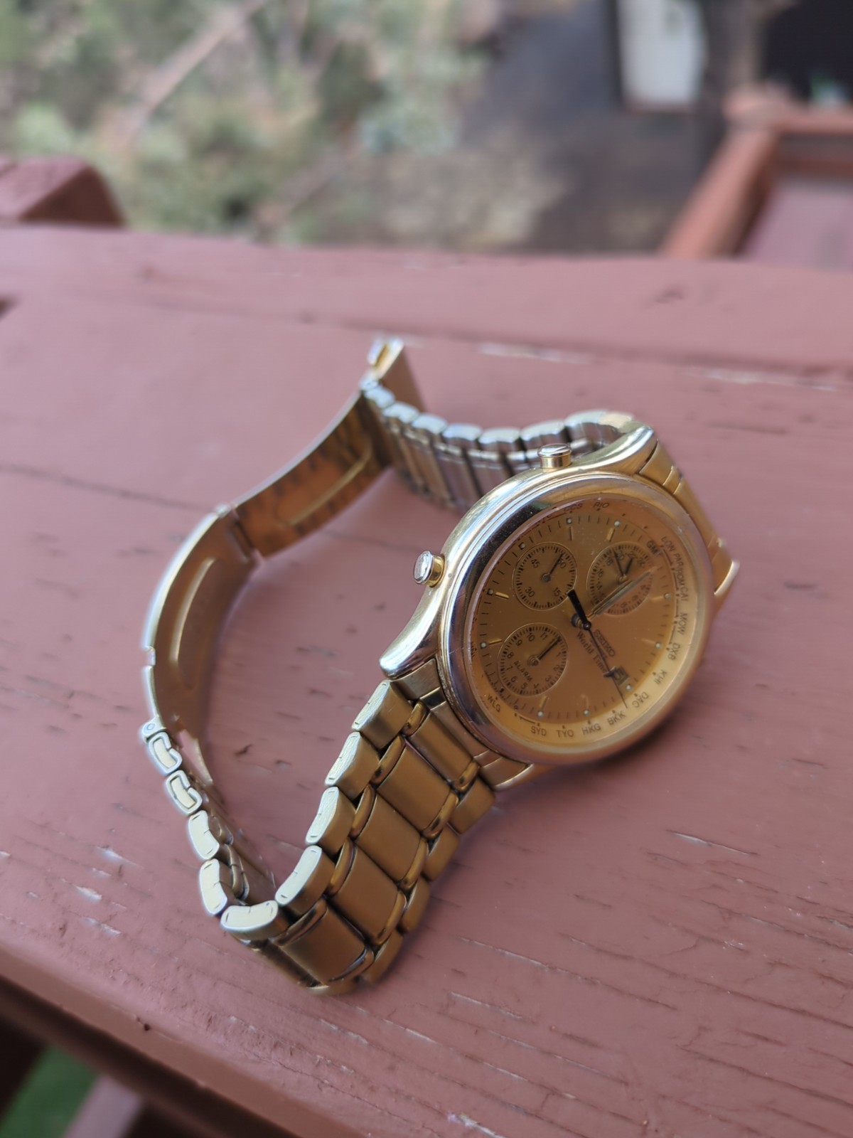Seiko Quartz World Timer 5T52-7A19 Alarm Age of Discovery Not Working