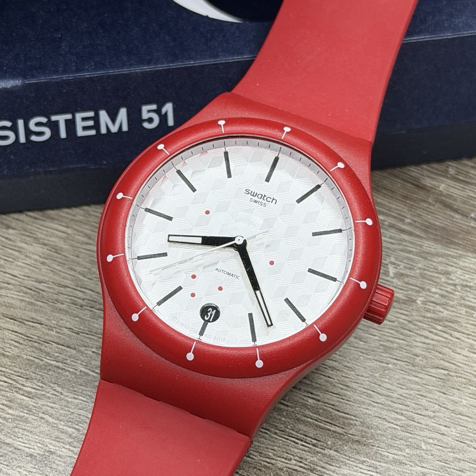 NEW✅AUTOMATIC✅ Swatch SISTEM CORRIDA Red Silicone Men’s Watch SUTR403