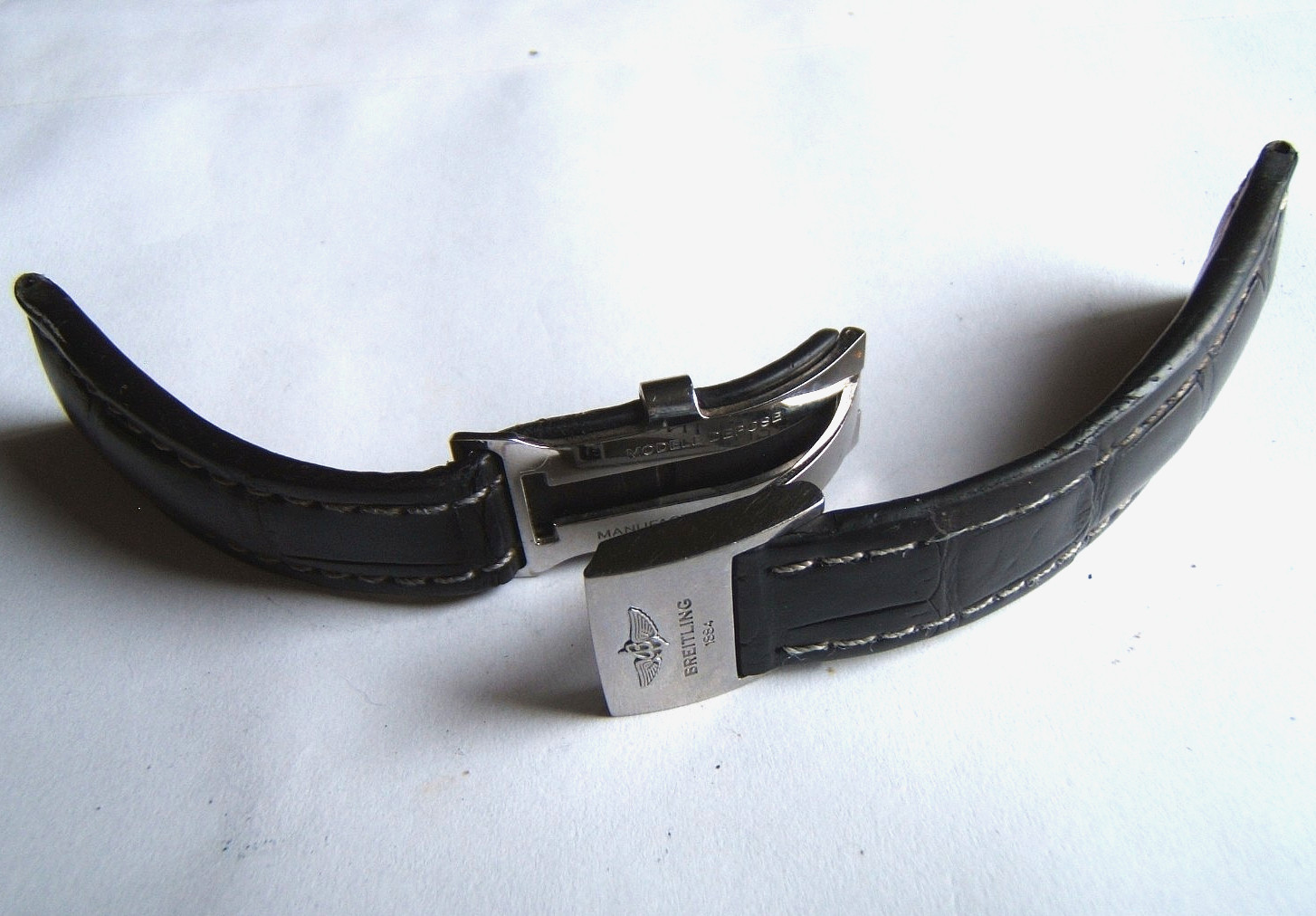 GENUINE BREITLING 24MM BLACK CROCODILE STRAP BAND 24/20 W DEPLOYMENT CLASP