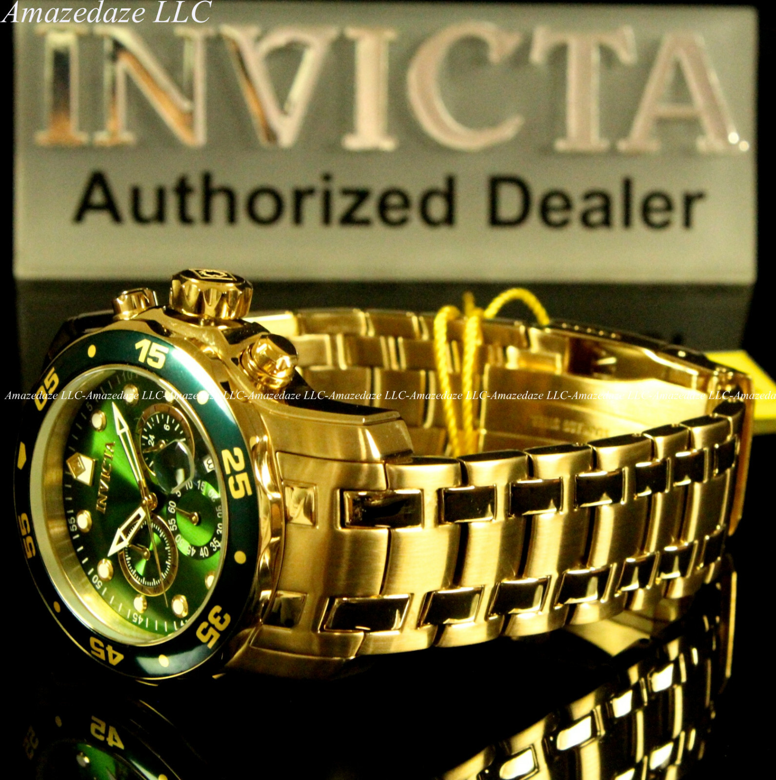 NEW Invicta’s Men Pro Diver Scuba Chronograph Stainless Steel Green Dial Watch