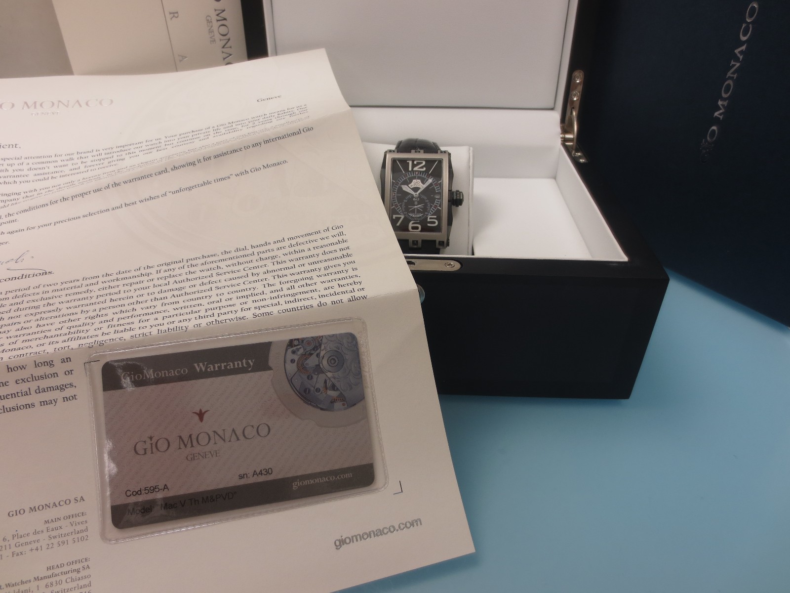 Gio Monaco Men’s 595-A Mac V Brushed Stainless Steel Alligator Leather Watch