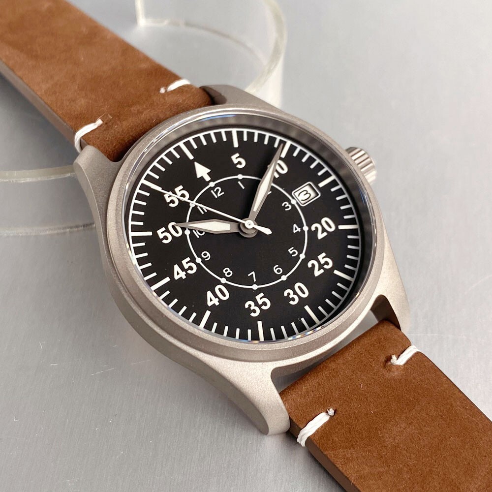 NH35 Titanium 39mm Pilot Sapphire 200M Dive Men Automatic Watch Gray Hand Lume