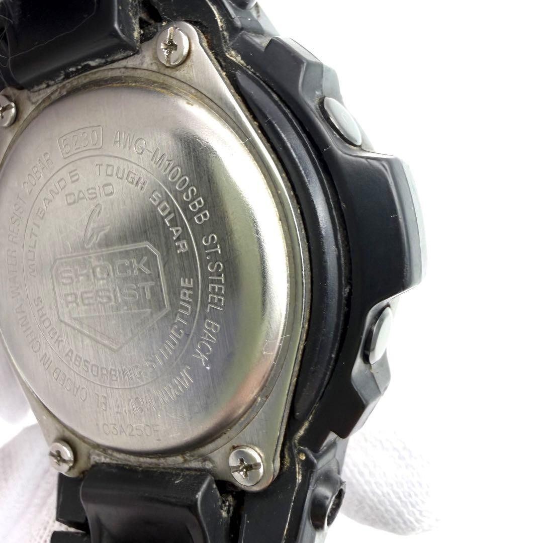 Casio G-Shock AWG-M100SBB Digital Analog Watch Solar Black Not Working Used