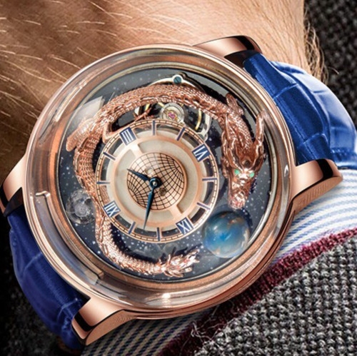 PINDU Men’s Quartz Watch Celestial Dragon Openwork Starry Sky 3ATM Waterproof