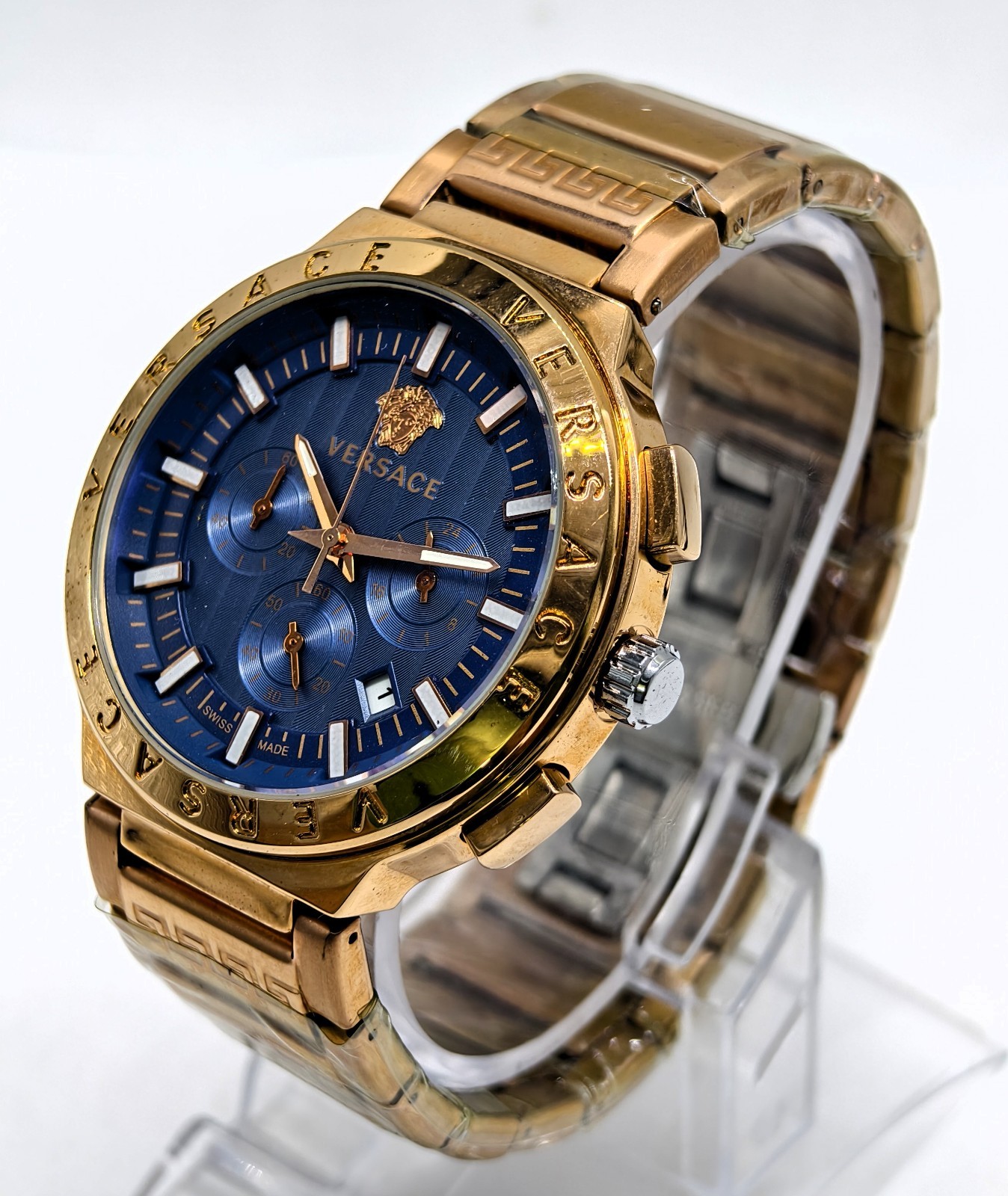 Fantastic Versace Chronograph Date Indicator Fix Bezel Men’s Wrist Watch