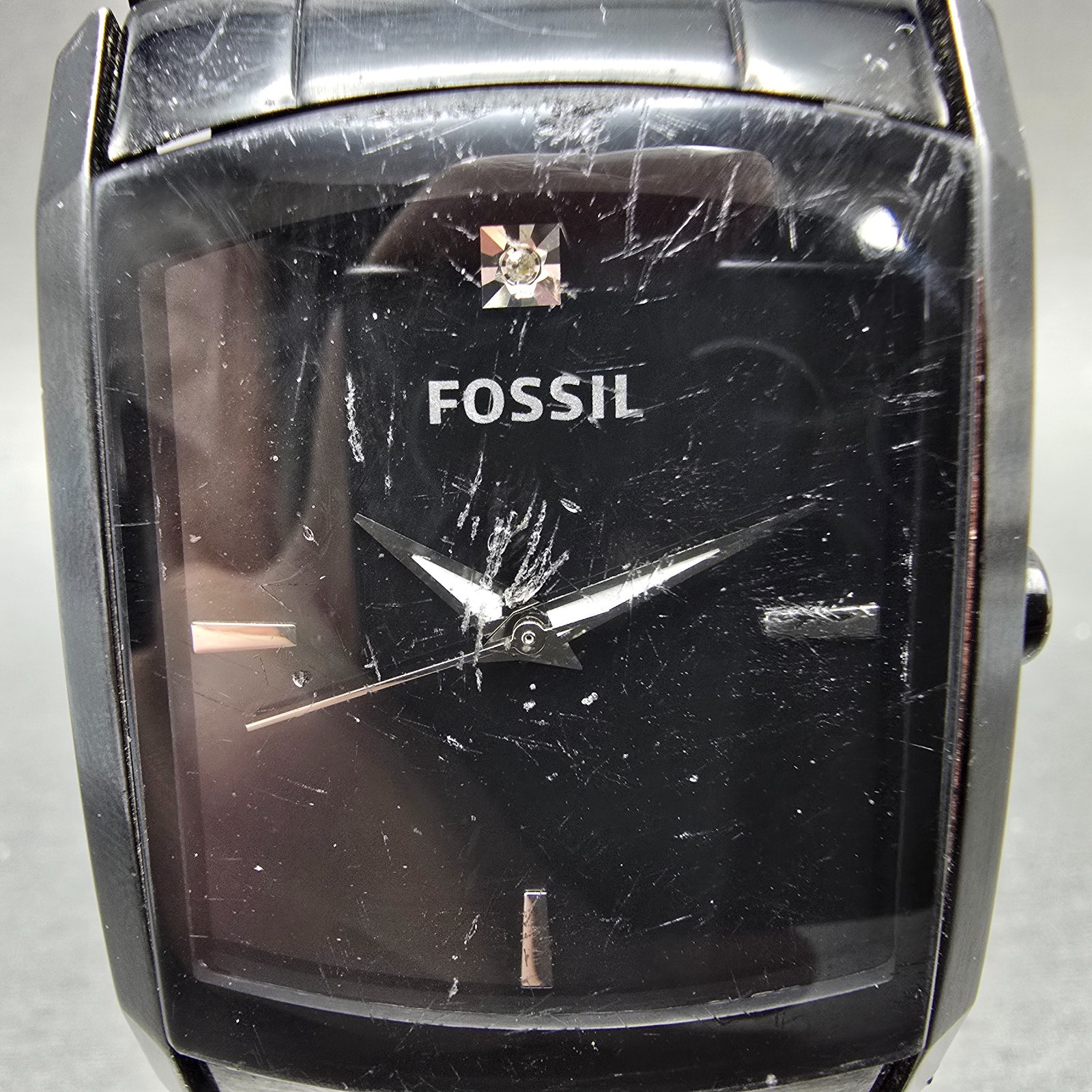 Fossil Arkitekt Tank Watch Men 34mm Black Dial Black Tone FS-4159 New Battery VH
