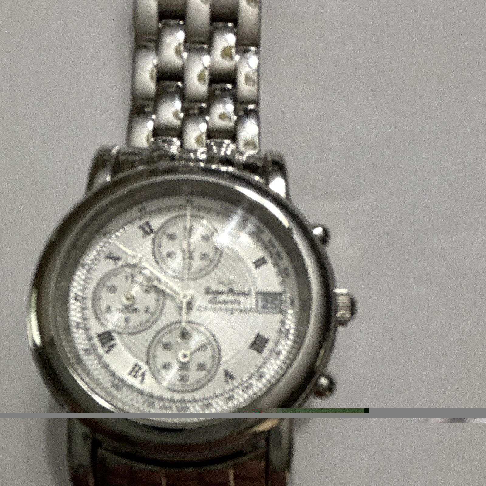 Lucien Piccard Quartz Chronograph 38mm Silver Dial Roman Date 30m