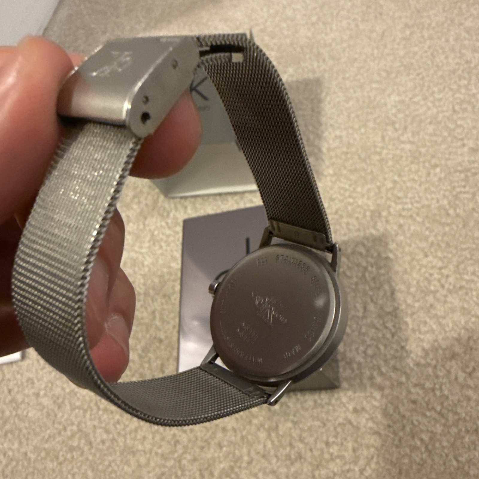 Calvin Klein Swiss Made Quartz Analog Wristwatch Steel Mesh White Dial 31mm