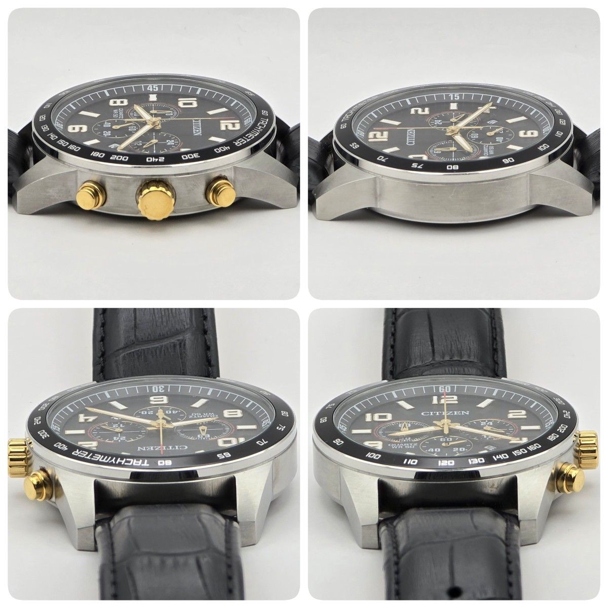Working New Battery CITIZEN AN8166 05E Chronograph 0520 Tachymeter Black Dial Me