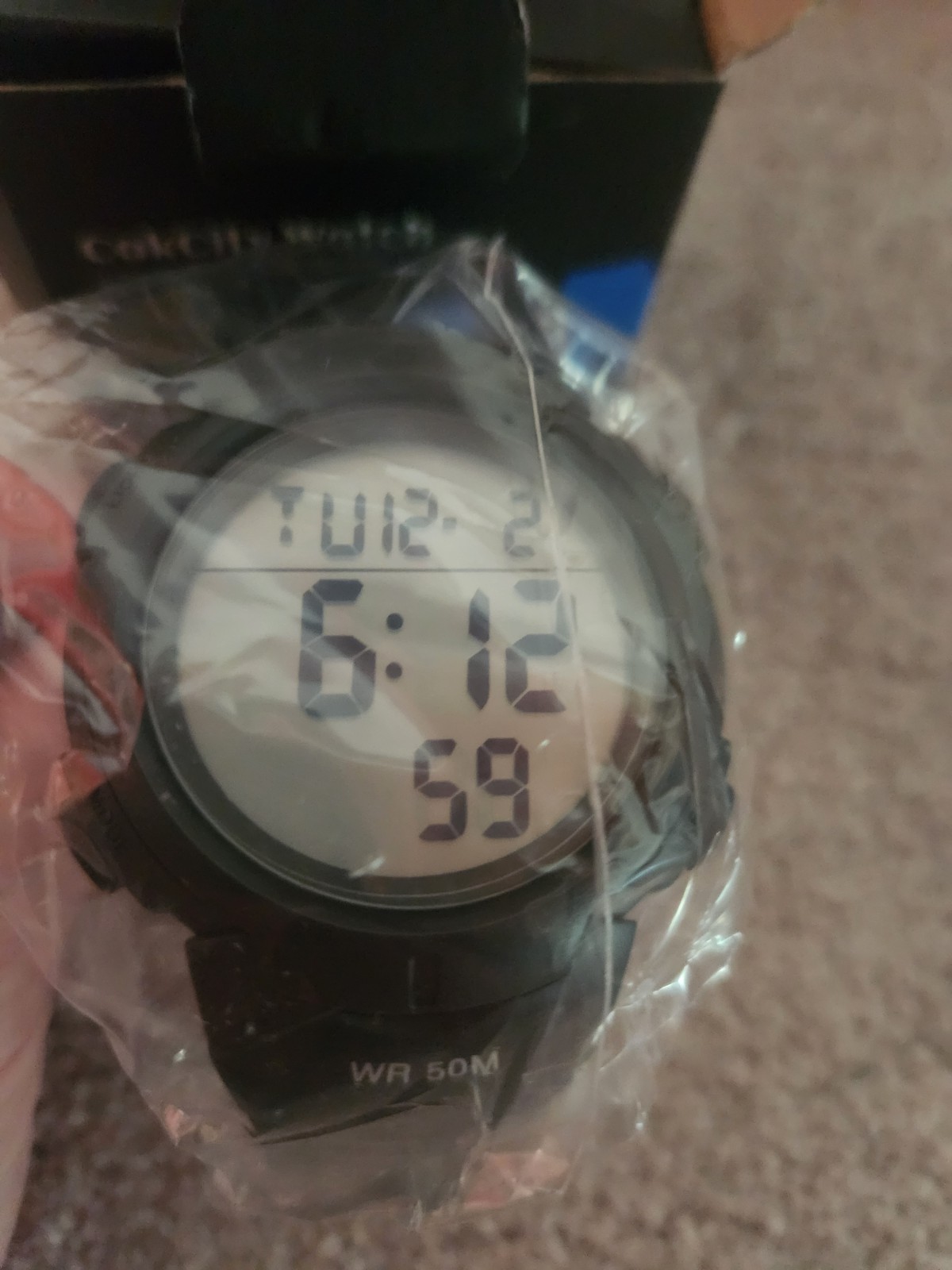 CakCity Men’s Digital Sport Watch Black Resin Strap, 50m WR, Date. NEVER USED!