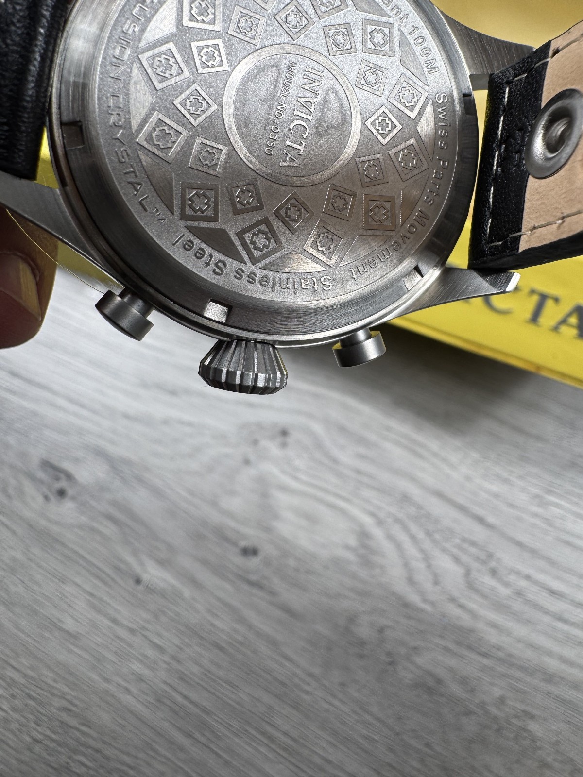 Invicta I Force Black Leather Men’s Watch Water Resistant 100M Flame Fusion READ