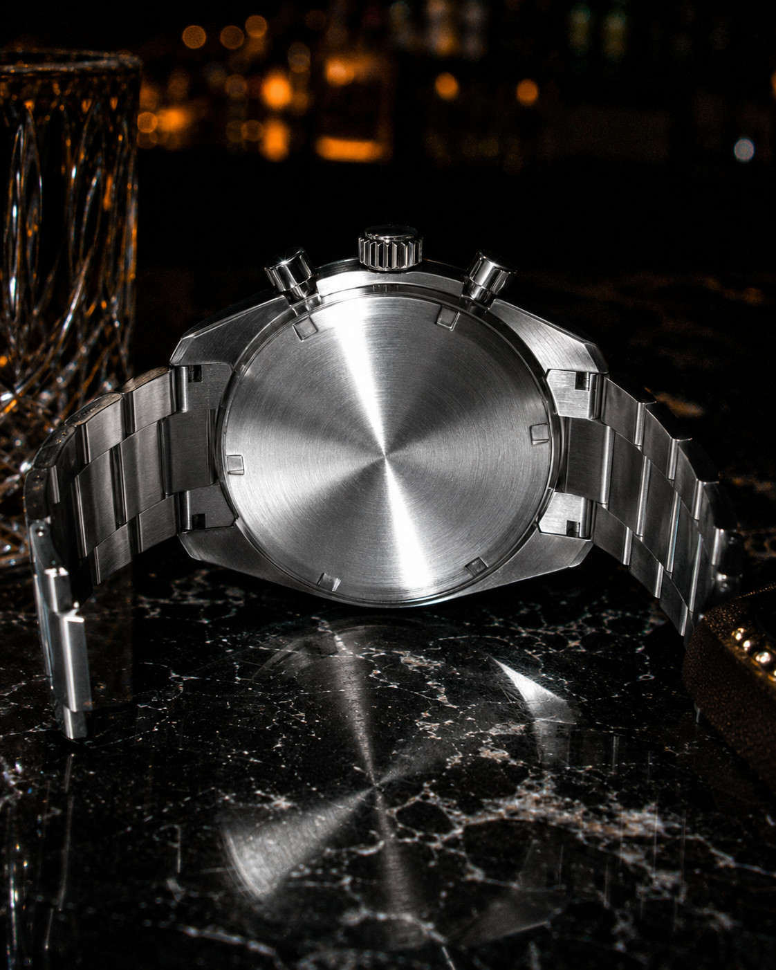 Élan Noir Chronograph Watch VK63 Light Blue Sapphire Crystal Steel 40mm