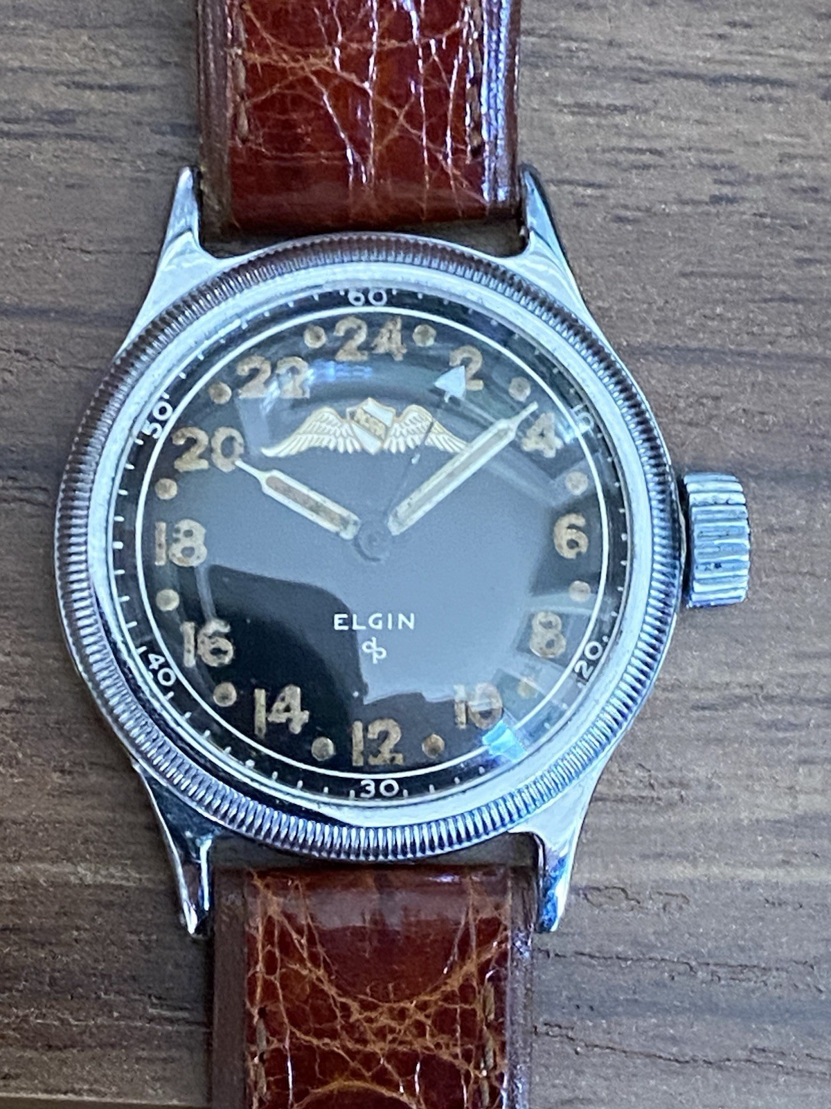 Elgin AOPA Watch Real 24hr Dial Black With Box