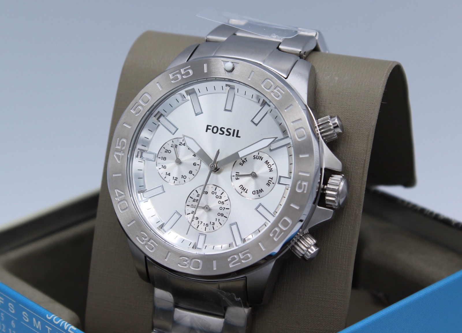 NEW AUTHENTIC FOSSIL BANNON MULTIFUNCTION CHRONOGRAPH SILVER BQ2490 MEN’S WATCH